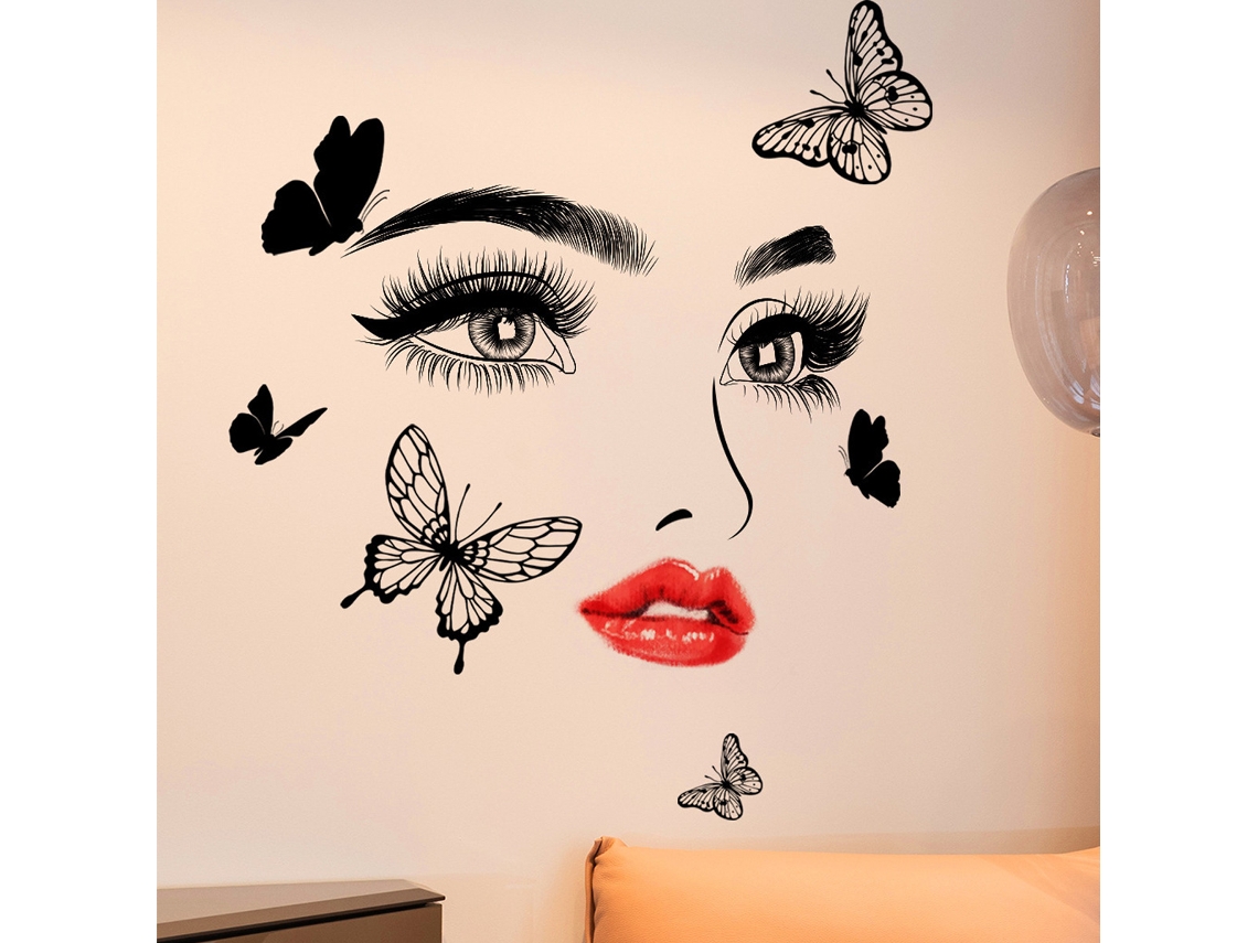 Adhesivo de rostro femenino, decoración para salón de belleza. RNEMITERY