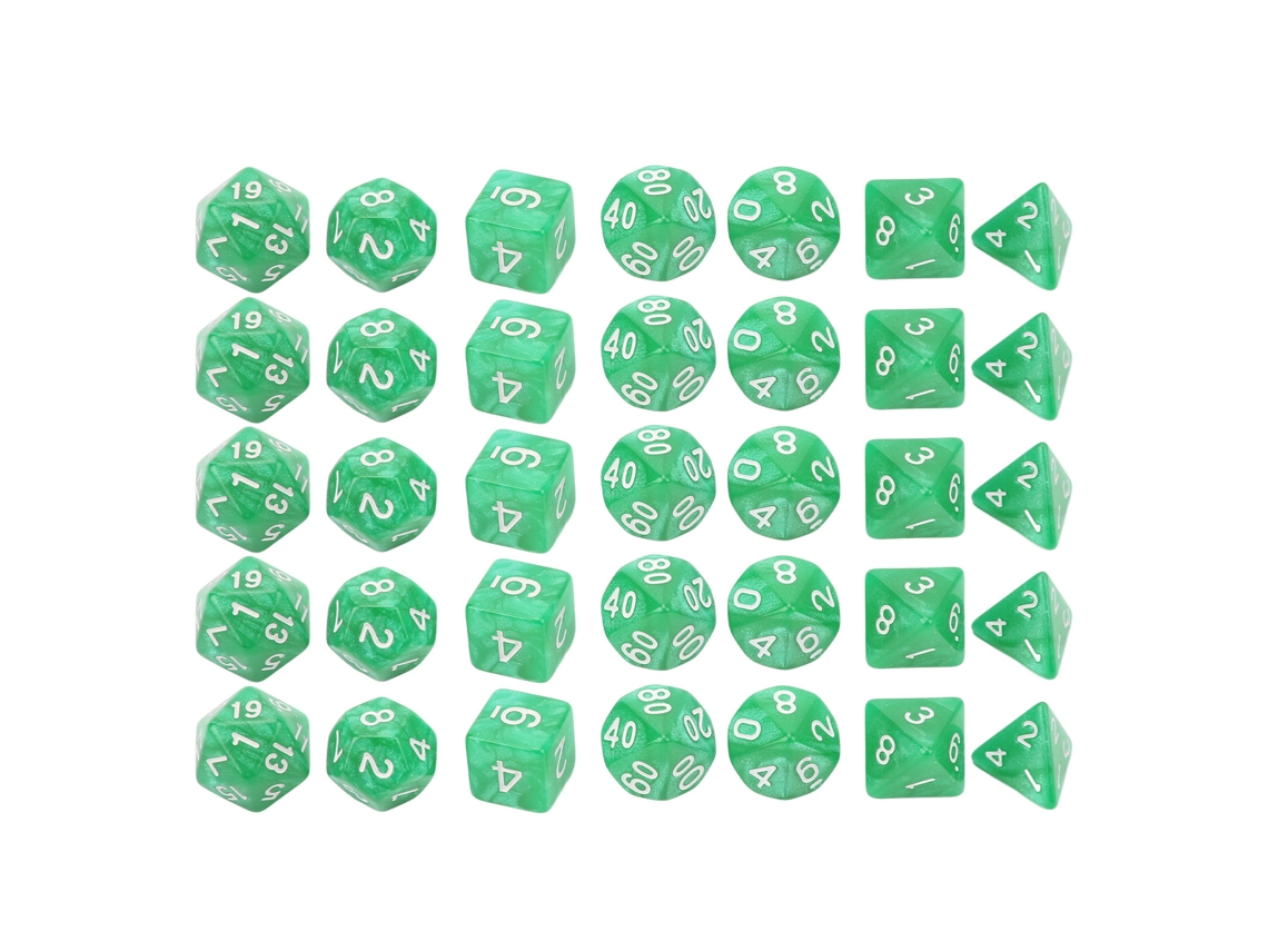 Juego De 35 Dados De Plástico, Números Blancos, Diseño Perlado, Dados Poliédricos Para Juegos Educativos De Mesa, Color Verde.