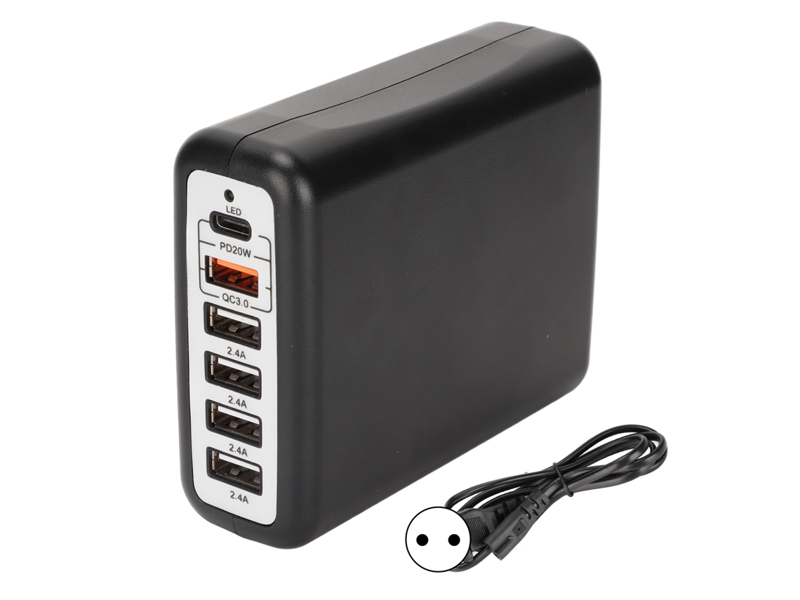 Estación De Carga Usb A13 De 100w Con 6 Puertos, Concentrador De Carga Rápida, Enchufe Eu, 100‑240v