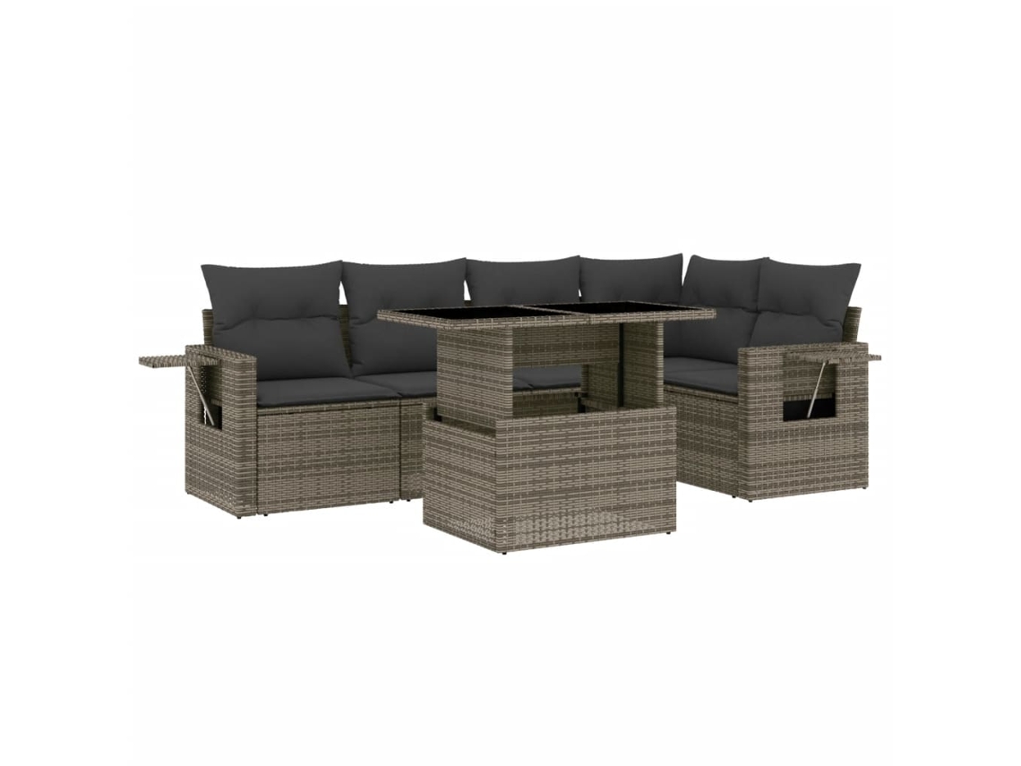Maison Exclusive - Set De Muebles De Jardín 6 Pzas Y Cojines Ratán Sintético Gris