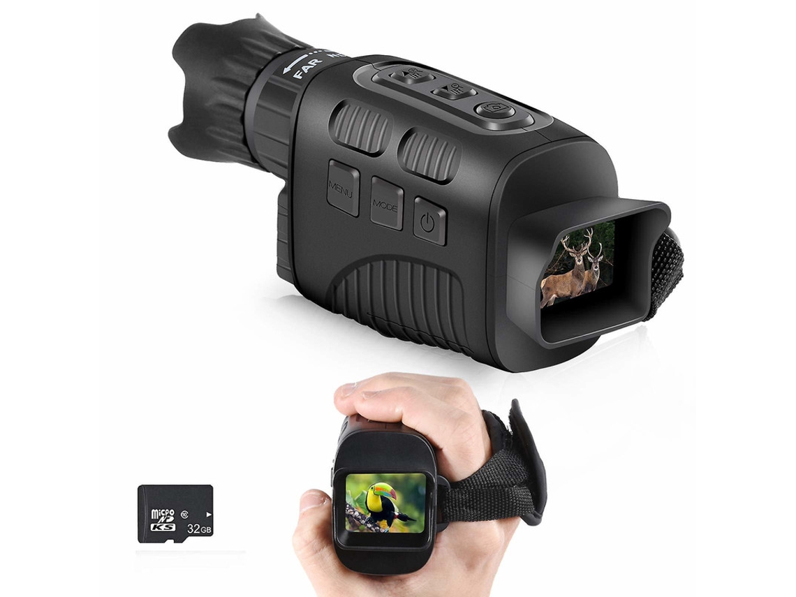 Monocular digital de visión nocturna 10x 960p IR 32g TF para caza, fauna silvestre, negro Bestvite
