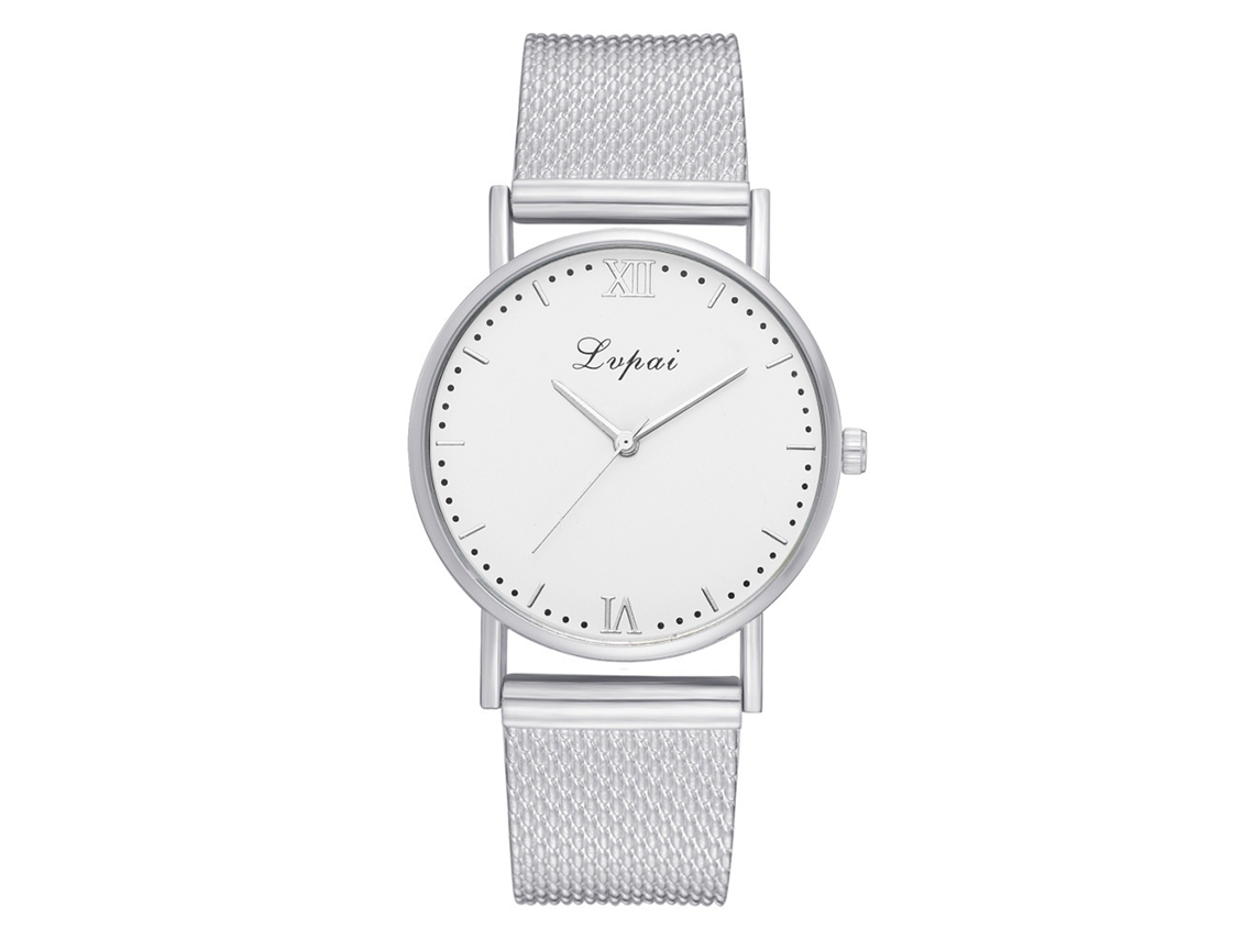 Reloj De Pulsera Casual De Cuarzo Elegante Para Mujer Lvpai Con Correa De Silicona Plateada.