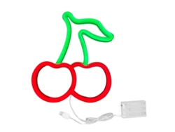 Letrero De Neón Cherry Led Usb A Pilas Decorativo Para Pared, Ideal Para Fiestas Y Bodas, En Rojo Y Verde, 23x19 Cm.