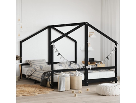 Estructura de cama para niños madera pino negro 2x(90x200) cm MAISON EXCLUSIVE