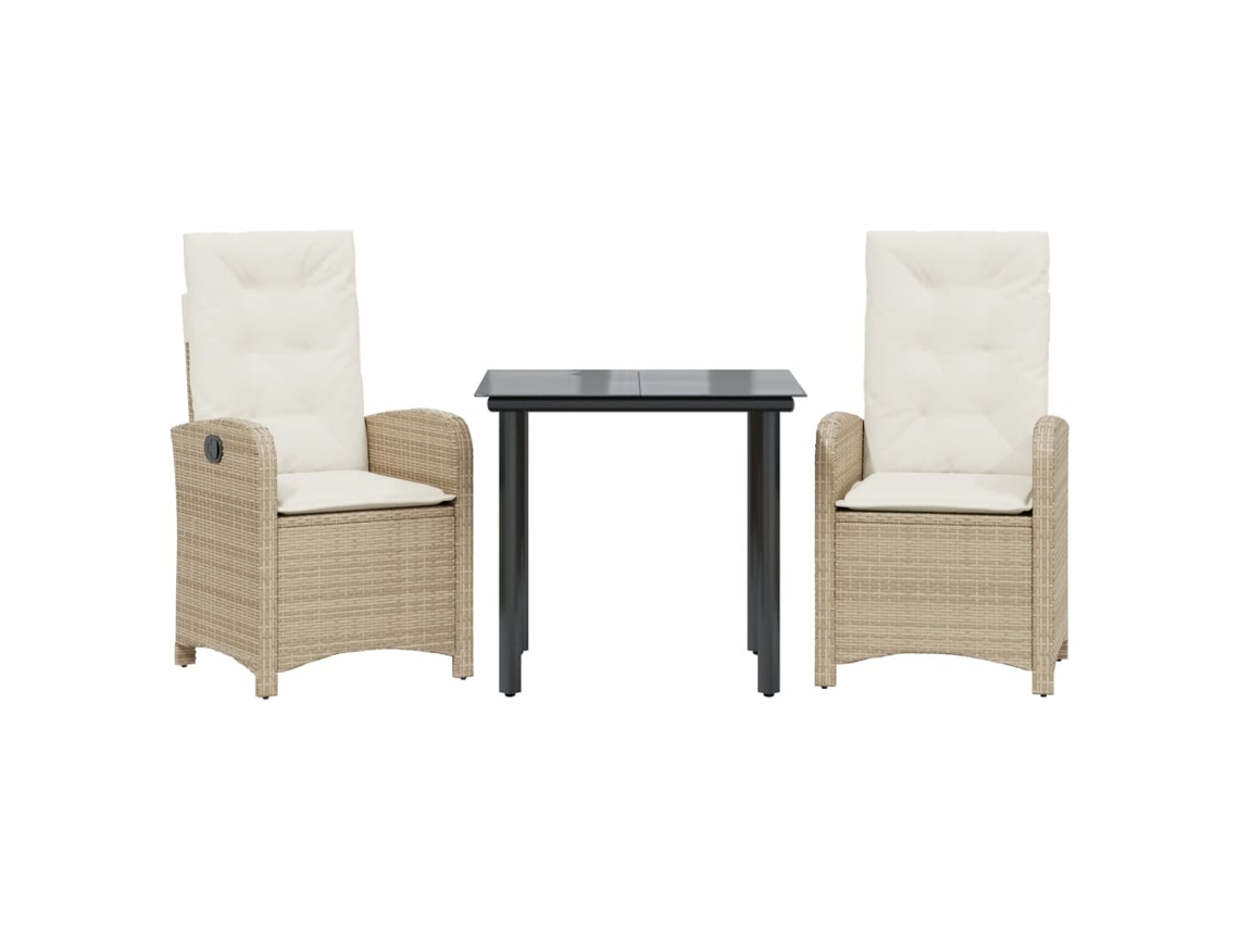 Maison Exclusive - Set Comedor De Jardín 3 Pzas Con Cojines Ratán Sintético Beige