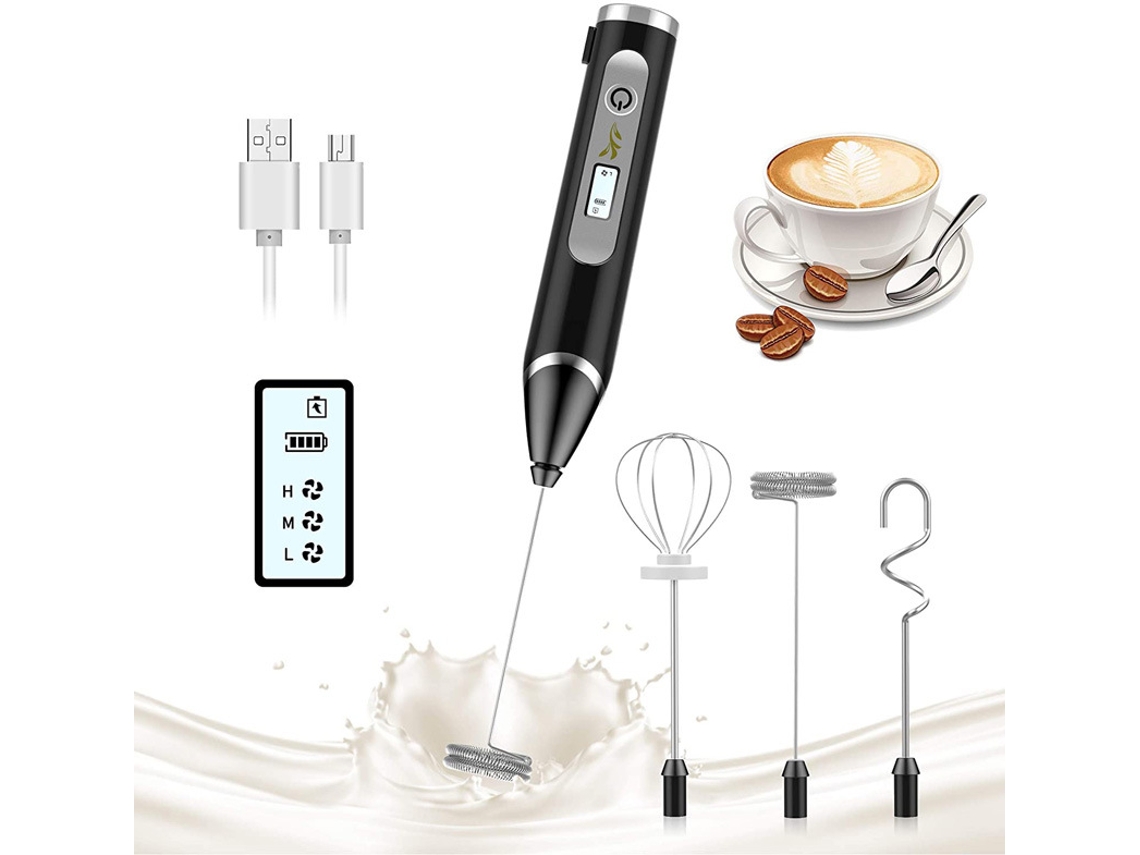 Espumador de leche portátil recargable con pantalla LCD para espumar leche y claras de huevo Siurn