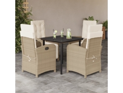 Juego de comedor de jardín de 5 piezas con cojines de mimbre beige de DKD Home Decor