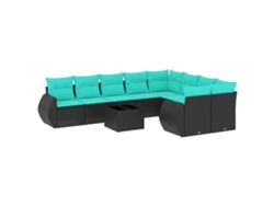 Maison Exclusive - Conjunto De Sofá De Jardín De 10 Piezas Con Cojines, De Poliratán Negro