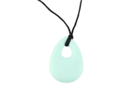 Collar Masticable Para Bebé De Silicona Suave Con Colgante En Forma De Lágrima Verde Manzana.