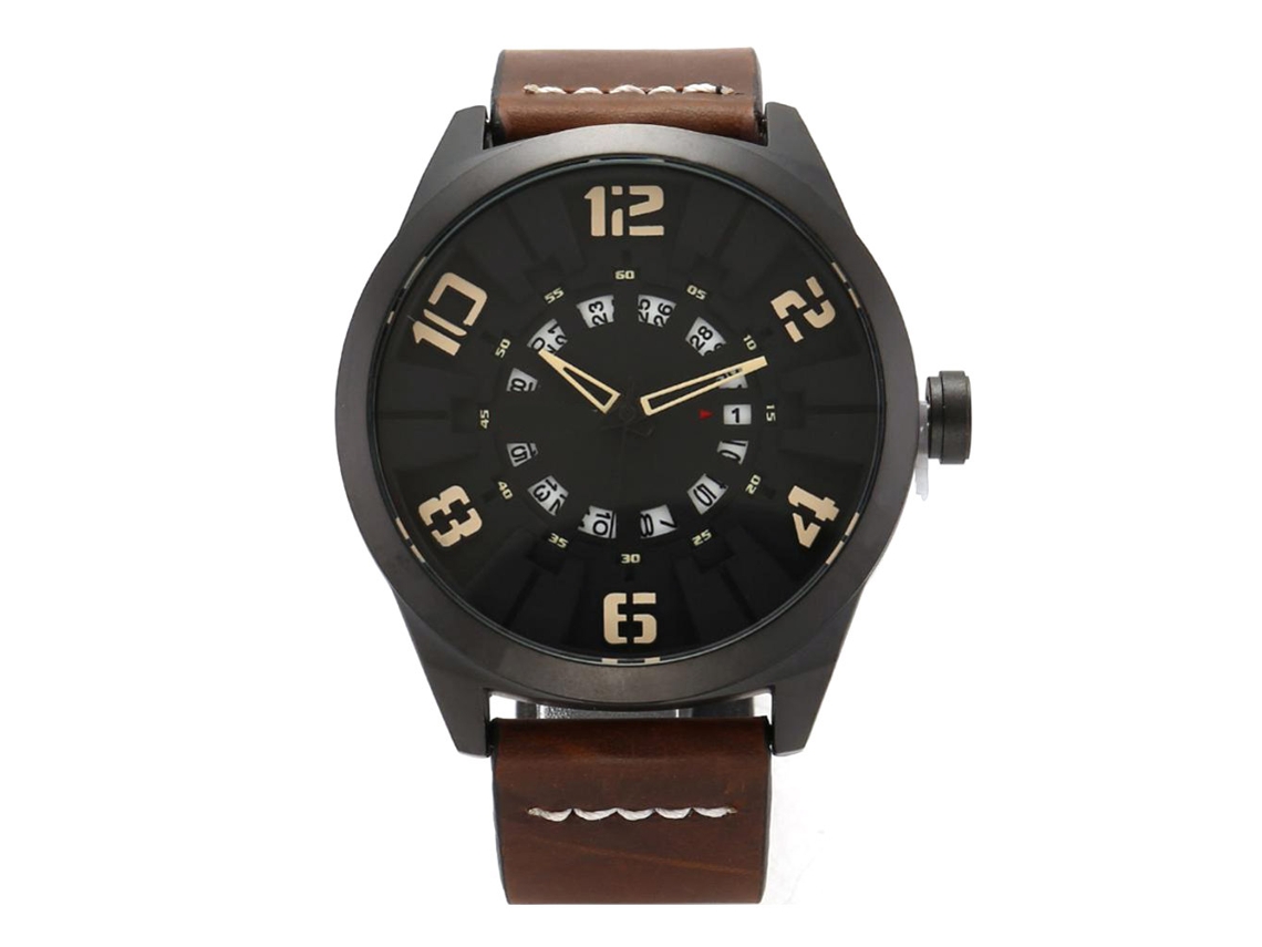 Reloj Hombre Deportivo Impermeable Con Calendario Cuarzo Moda Negro (números Caqui)