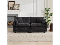 Sofá seccional moderno Cloud Loveseat de 2 plazas, cojín de doble capa para mayor comodidad, tejido de chenilla transpirable, color negro.