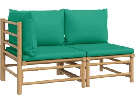 Conjunto 2 Set de muebles de jardín VIDAXL bambú con cojines verde