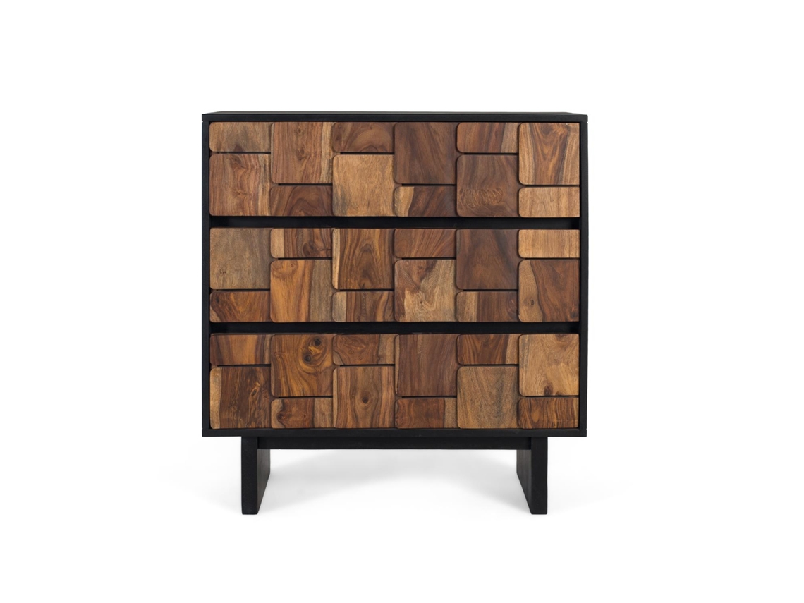 Cómoda de madera maciza de mango con estructura metálica. Giner y Colomer