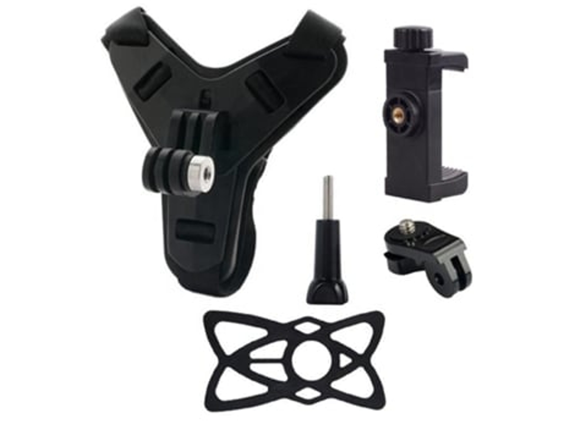 Soporte de barbilla para casco para cámara de acción GoPro DJI 360 y motocicleta con soporte de 360 grados, negro, Digitallab