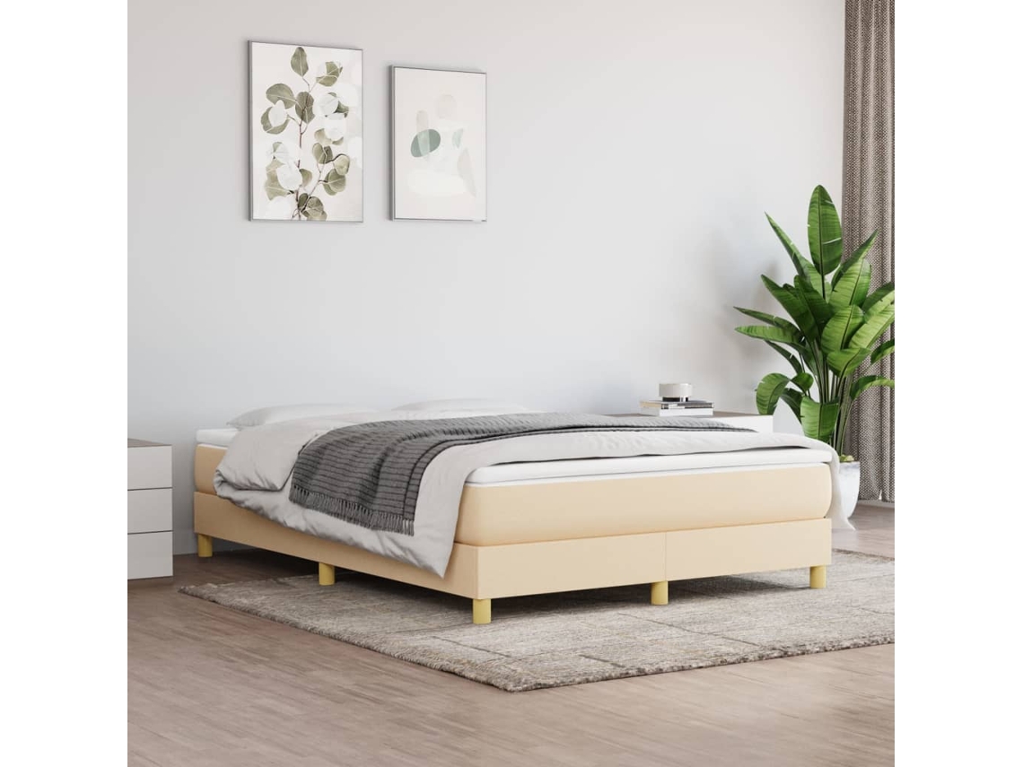 Cama Sin Colchón Tela Color Crema 140x190 Cm