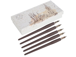 Set De Pluma De Inmersión Con Mango De Madera Para Caligrafía, Pintura Y Oficina Hogar Regalo Marrón