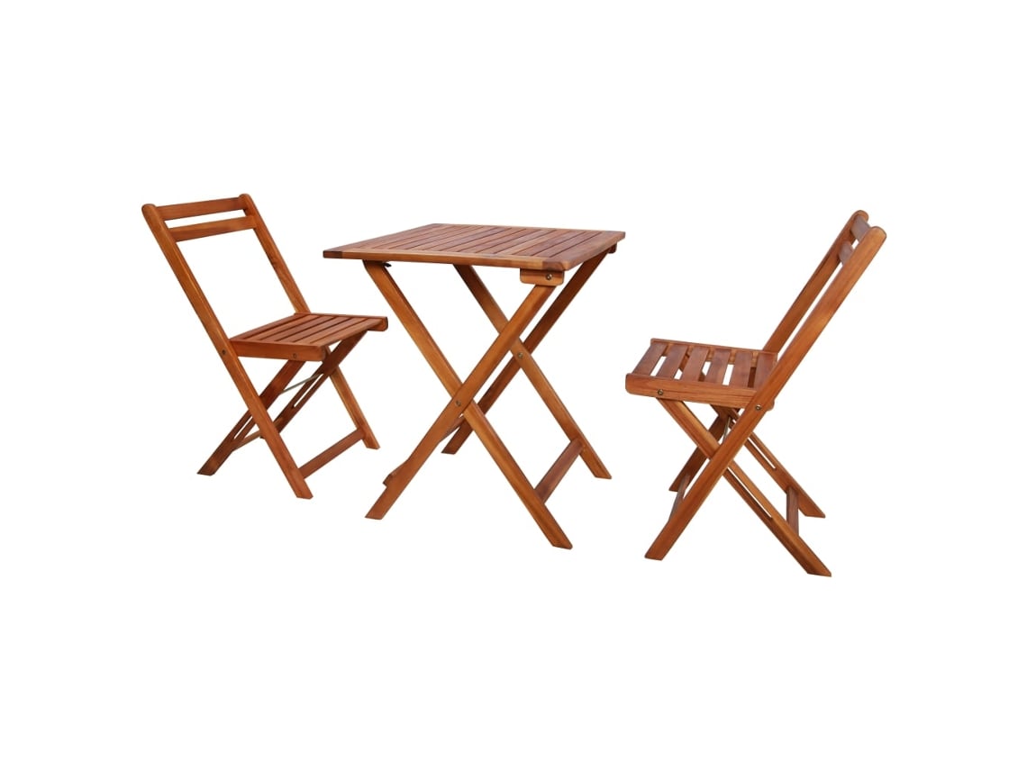 Conjunto de bistró plegable de 3 piezas DKD Home Decor en madera maciza de acacia