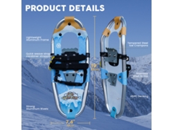 Sopwss0009 Funwater Raquetas Nieve 19" Niños Aluminio Antideslizantes Ajustables Senderismo Bolsa Transporte Bastones Trekking Nieve