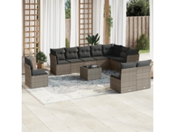 Conjunto de sofás de jardín de 11 piezas DKD Home Decor con cojines de mimbre gris