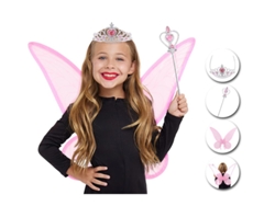 Kit de Hada Organza rosa infantil Diadema, Varita y Alas