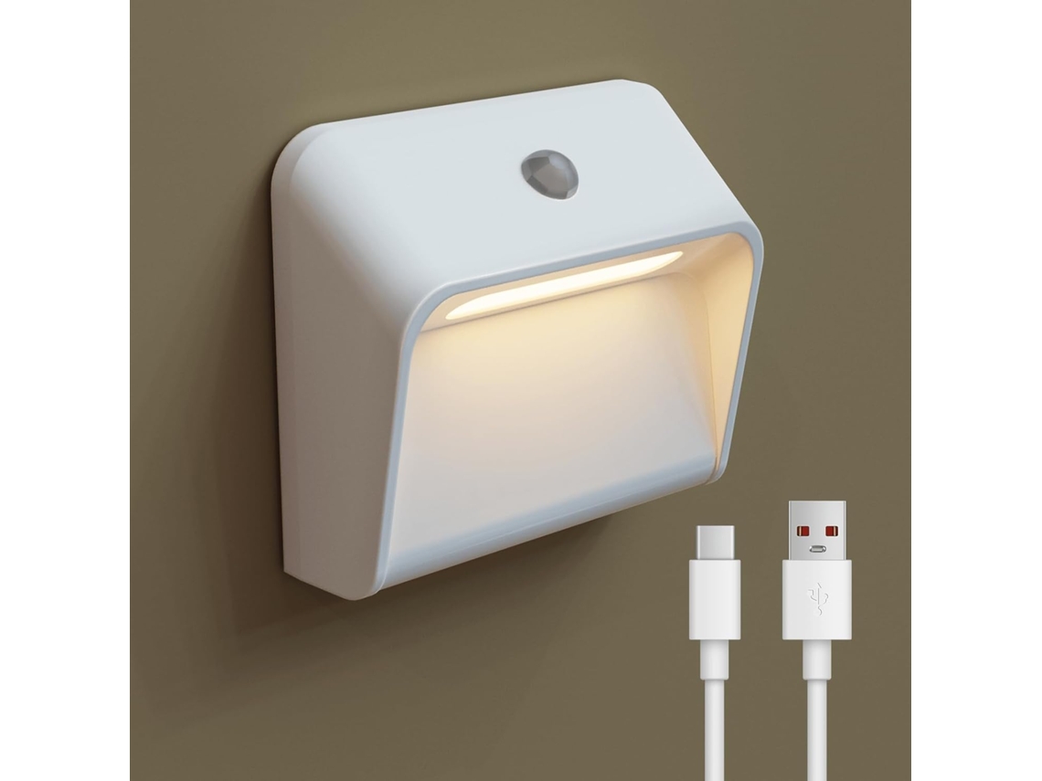 Aplique De Pared Blanco Con 3 Modos Y Sensor De Movimiento A Pilas Para Escaleras Y Pasillos, Clase E