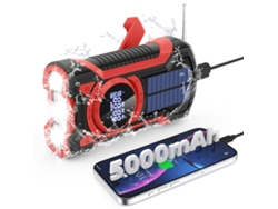 Radio de emergencia solar con manivela Viewleaf de 5000 mAh, resistente al agua y al polvo IP65, alerta meteorológica AM/FM/NOAA y Bluetooth 5.3 portátil.