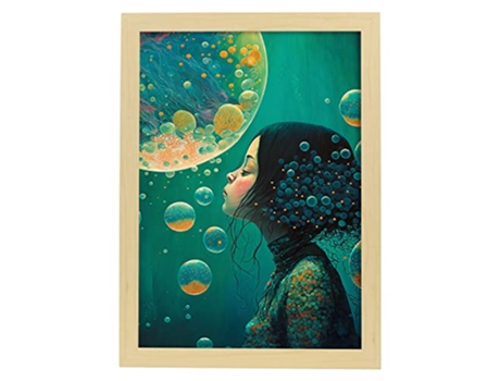 NACNIC Poster Vida Marina En Estilo Surrealismo Cinematográfico Ilustraciones Y Grabados De Historieta Abstracta Y Artística A3 Marcos Madera