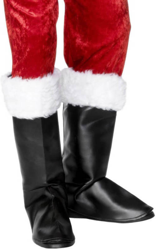 Smiffys28933 Fundas Para botas de papá noel con pelaje color negro tamaño 28933 cubrebotas disfrazzes talla