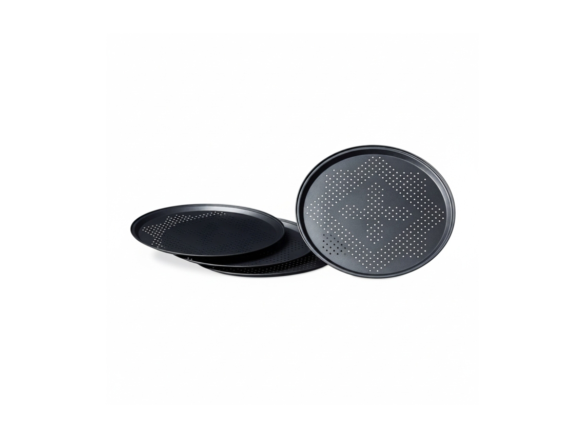 Relaxdays Set 4 Platos Horno Para Pizza, Moldes Redondos Empanadas, Diámetro Aprox. 29cm, Antiadherente, Antracita