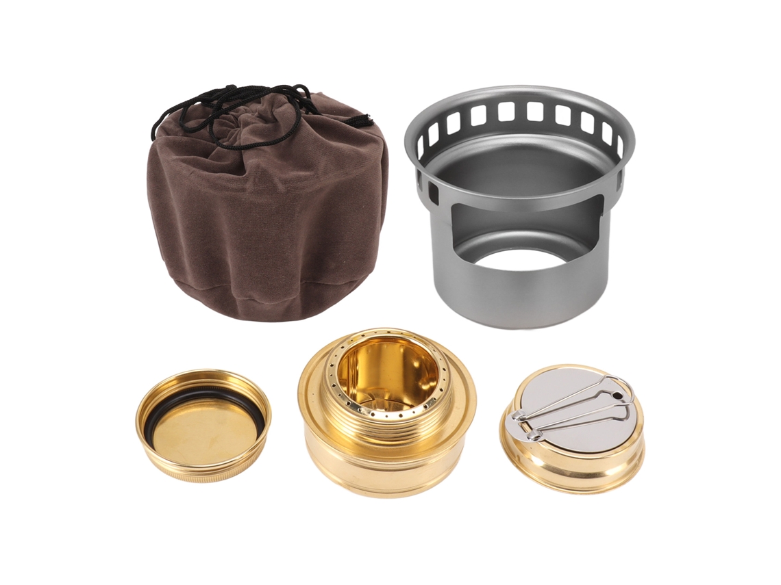 Hornillo Portátil De Alcohol De Cobre Y Aluminio, Resistente Al Viento, Para Acampadas Y Picnics - Gris