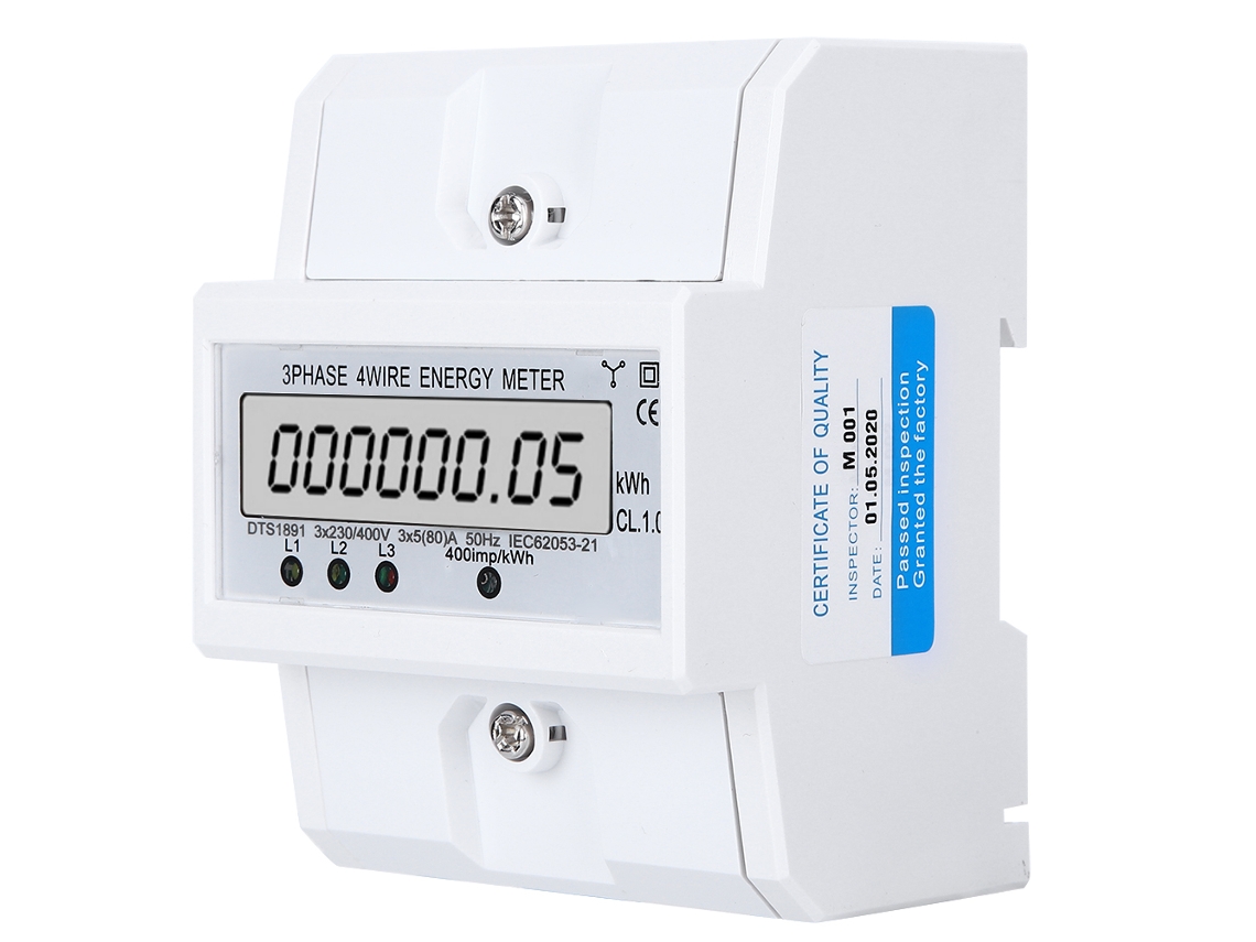 Medidor Eléctrico Inteligente Trifásico De 4 Hilos Con Pantalla Lcd, Montaje En Riel Din Y Control De Consumo De Energía.