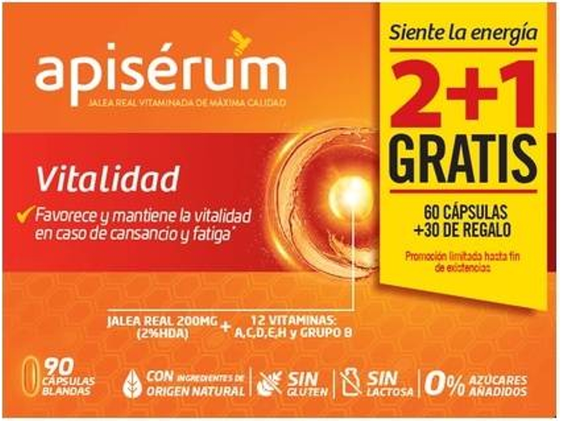 Complemento Alimentar APISERUM Vitality Pack (60 cápsulas + 30 grátis)
