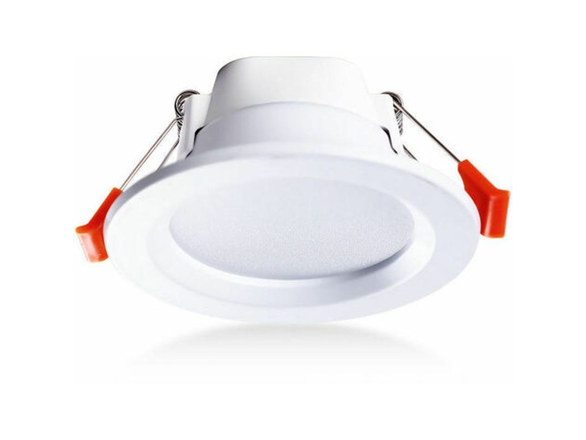 Juego De 4 Focos Empotrables En Forma De D, Ip65, 5w, Luz Blanca Cálida, Redondos, De Plástico Blanco.