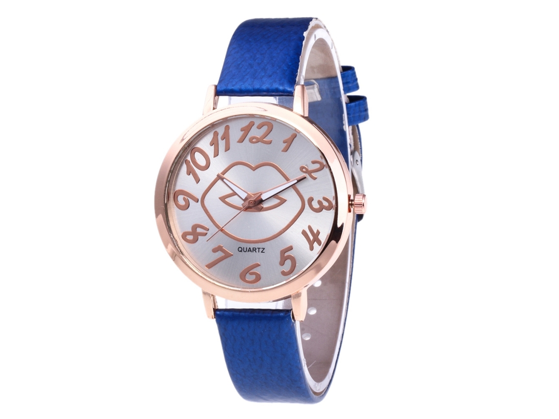 Reloj De Pulsera De Cuarzo Para Mujer Con Correa De Poliuretano, Estilo Moderno, Azul Marino.