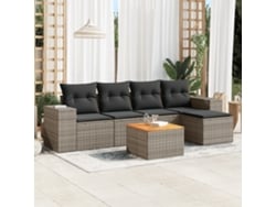 Conjunto de sofá de jardín de 6 piezas con cojines de mimbre gris, Dkd Home Decor