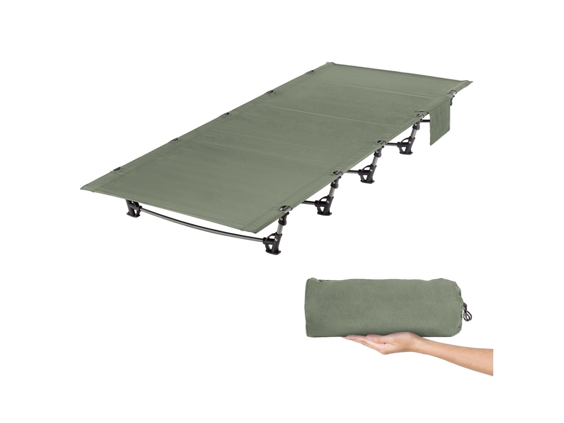 Cama Plegable Compacta, Ultraligera Portátil Fuerte Y Resistente, 192 X 70 X 17cm, Carga Máxima 150 Kg, Para Camping, Playa, Viajes, Verde Oscuro