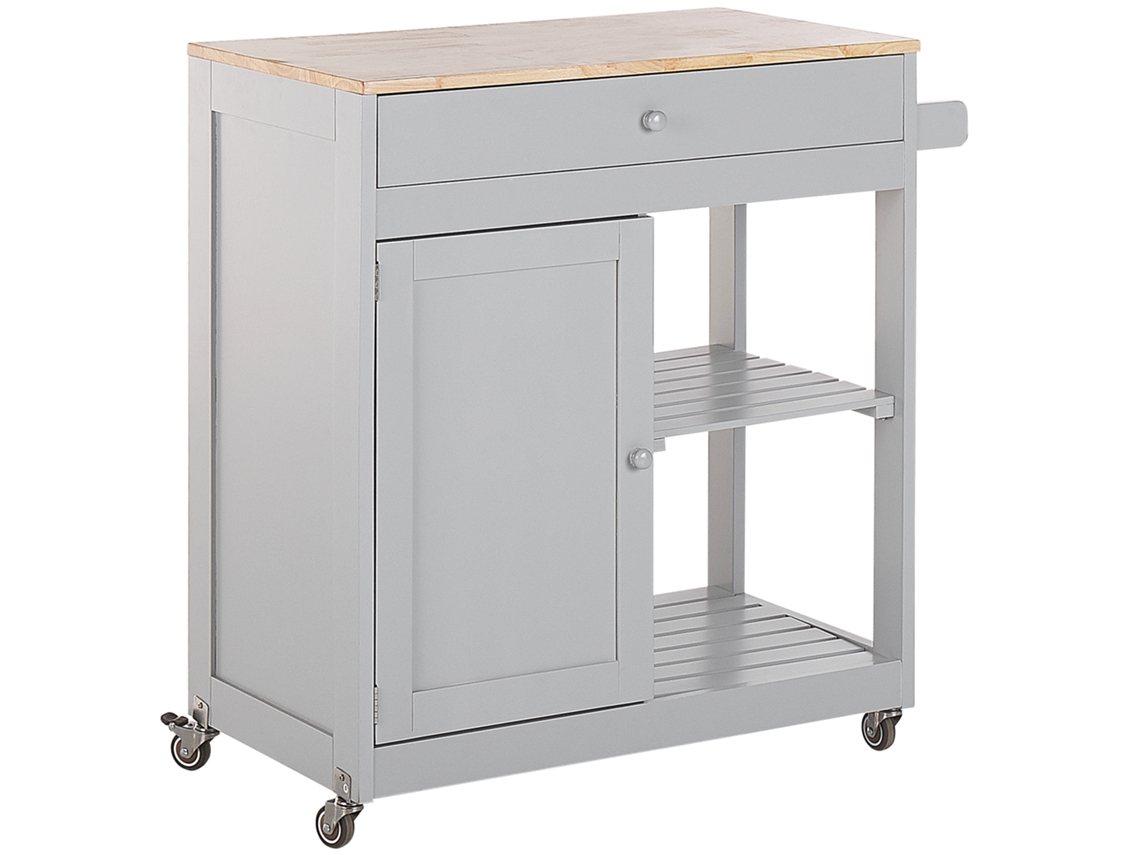 Carrito de cocina BELIANI Trapani de MDF Gris 75x44x87