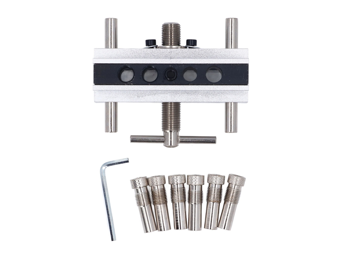 Kit De Gancho Autocentrante Métrico Con 6 Casquillos Y Guía De Perforación De Ancho Ajustable Para Agujeros Rectos.