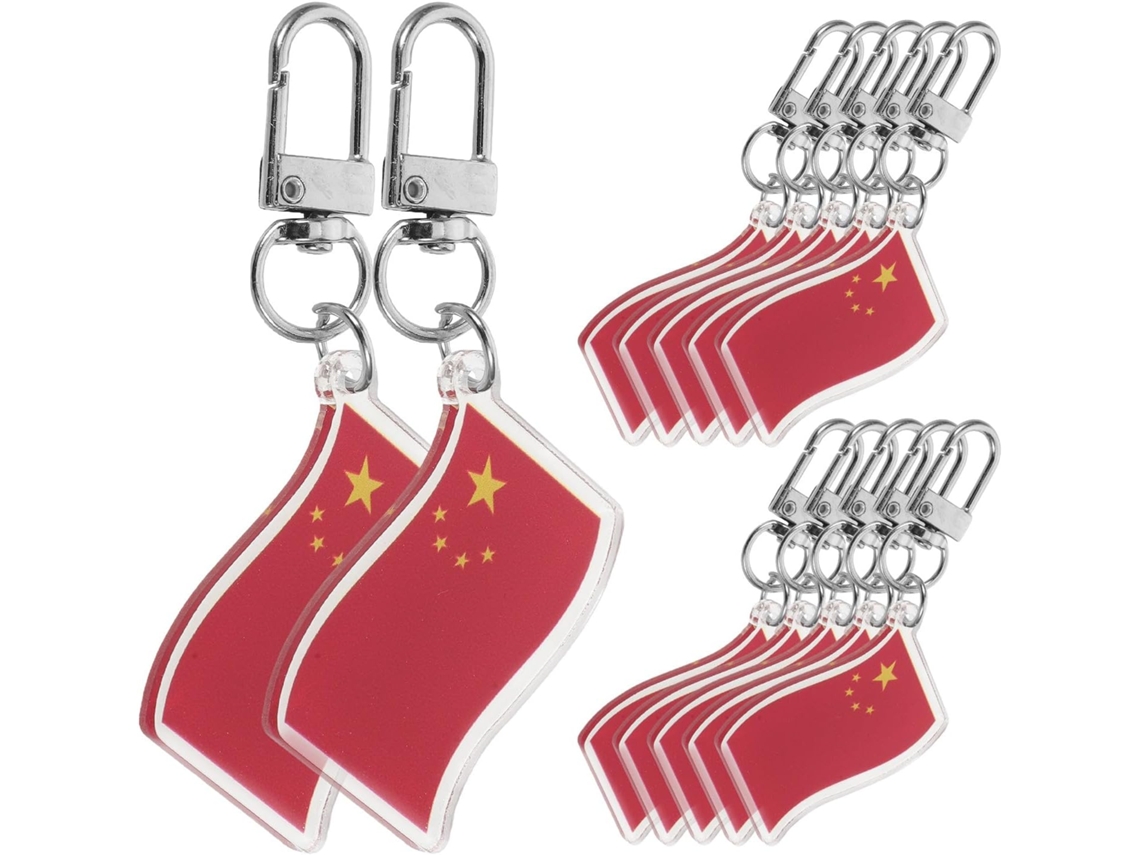 12 Llaveros De Acrílico Rojo Con La Bandera China, Diseño Elegante, Uso Versátil, Para