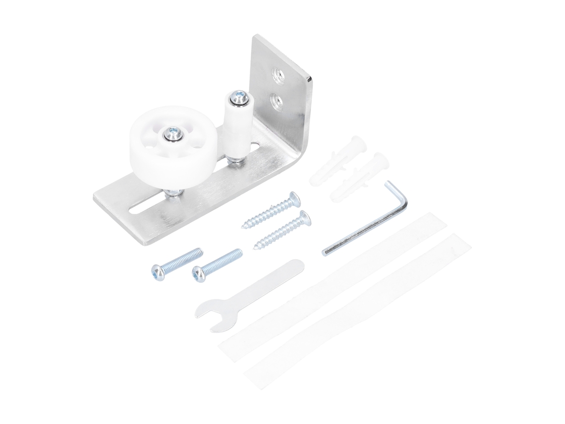 Kit De Herrajes Para Guía De Ruedas De Puerta De Granero De Acero Inoxidable, Color Plata.