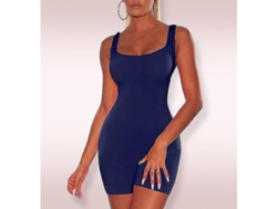2026-jumpsuit Negro Slim Sin Mangas Para Mujer Bangniweigou Monos Cortos De Tela Sólida Talle C