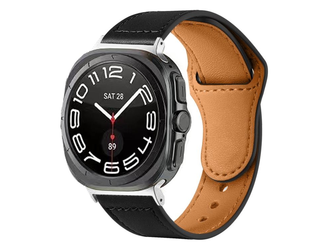 Correa de cuero para Samsung Galaxy Watch Ultra con hebilla invertida y remache FWINL (47 mm)