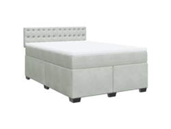 Maison Exclusive - Cama Box Spring Con Colchón Terciopelo Gris Claro 140x200 Cm