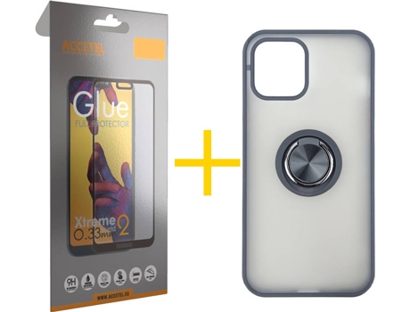 Kit Carcasa y Protector 1 X Cristal Full iPhone 11 Skyhe Gel Bumper Ring Negro