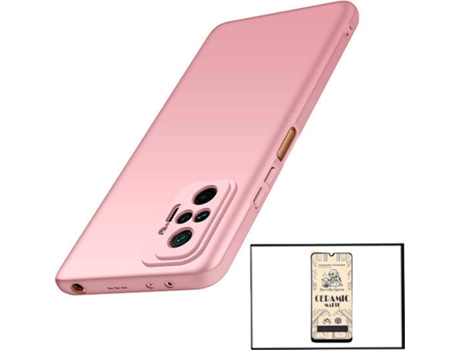 Kit Cristal Templado CeramicGlass Full Cover y Funda SlimShield Xiaomi Redmi Note 10 Pro PHONECARE Rosa