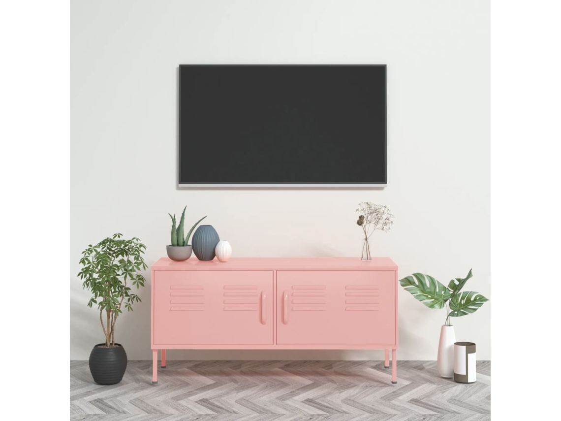 Mueble de TV de acero 105x35x50 cm rosa DKD HOME DECOR