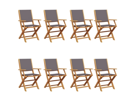 Conjunto 8 Silla De Jardín VIDAXL Antracita Madera