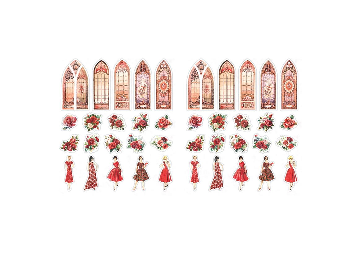 Adesivos De Scrapbook Jardim Com Personagens Janela Flores 40 Folhas Decorativos Para Álbum Foto Diário