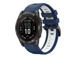 Bracelete Para Garmin Fenix 7x Pro (51mm) - Silicone Esportivo - Duas Cores (26mm) Azul Meia-noite + Branco