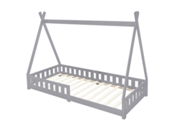Cama infantil tipi ML-Design 200x90 cm color gris claro con protección anticaída y somier